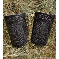 A Pair Leather Cuffs Owl with Celtic design Carving Leather: a pair